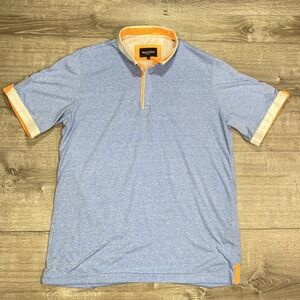 Maceoo Polo Shirt Mens Large Blue Snow Contrast Collar Short Sleeve Casual